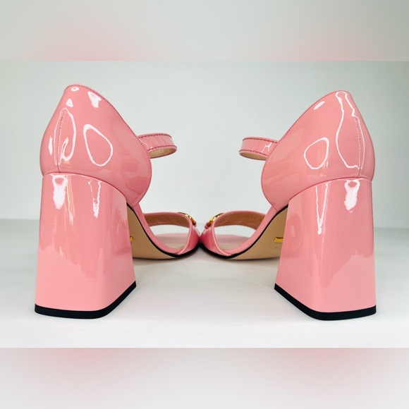 GUCCI Baby Buckle Horsebit Ankle Strap Chunky Heel Patent Leather Sandal EU 39.5 - Picture 9 of 12